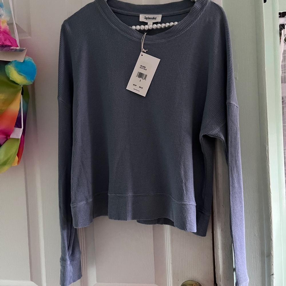 Splendid Blue Long Sleeve Sweatshirt